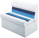 Deluxe Pontoon 36" Lounge Seat, White-Navy-Blue - Wise Boat Seats