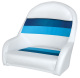 Deluxe Pontoon Bucket Captains Chair, White-Navy-Blue - Wise Boat Seats