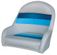 Deluxe Pontoon Bucket Captains Chair, Light Gray-Navy-Blue - Wise Boat Seats