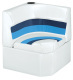 Deluxe Pontoon Corner Section Lounge Seat, White-Navy-Blue - Wise Boat Seats